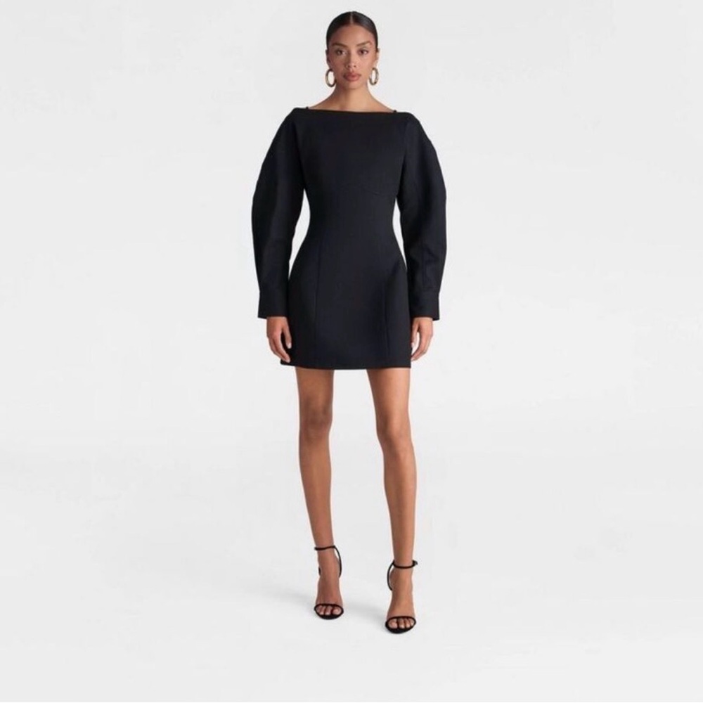 Elegant Black Mini Dress with Statement Long Sleeves